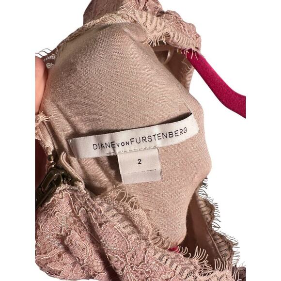 Diane Von Furstenberg Women's Beige DVF Zarita Lace Sheath Dress Size 2 - Picture 12 of 15